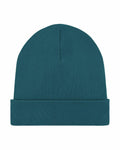 A Stanley/Stella SX146 teal knit beanie with a folded brim, shown on a plain white background.