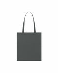 A Stanley/Stella SX148 plain, dark gray tote bag with two shoulder straps set against a white background.