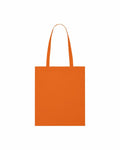 A Stanley/Stella SX148 tote bag in orange featuring two handles, set against a white backdrop.