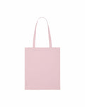 The SX148 by Stanley/Stella is a light pink tote bag featuring two long handles for easy carrying. It boasts a minimalist design without any visible logos or patterns and is presented against a white background.