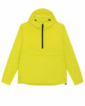 The SX177 by Stanley/Stella is a bright yellow hooded jacket featuring a half-zip front design, spacious front pocket, and long sleeves. Crafted from lightweight material, it is perfect for achieving a casual, sporty look.
