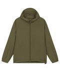 Stanley/Stella's SX179 jacket features a high collar, long sleeves, an olive green color, and a front zipper.