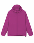 The Stanley/Stella SX179, a vibrant purple hooded jacket with a front zipper and long sleeves, is set against a simple white backdrop.