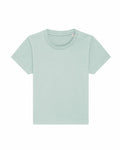 The Stanley/Stella SX194 is a light green short-sleeve baby t-shirt featuring a round neckline and a small button fastening on the shoulder, displayed flat against a white background.