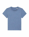 The SX194 by Stanley/Stella is a simple blue T-shirt featuring a round neckline and short sleeves, showcased against a white background. The fabric offers a soft, heathered texture, complemented by two small buttons near the shoulder for convenient dressing.