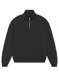 Stanley/Stella's SX216 is a dark green quarter-zip pullover featuring a high collar and long sleeves.
