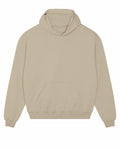 The Stanley/Stella SX217 hoodie is a plain beige garment featuring a kangaroo pocket and long sleeves. It is showcased against a white background, emphasizing its minimalist design and neutral shade.