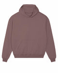 The SX217 hoodie from Stanley/Stella is shown laid flat. It features a simple and casual design in brown, complete with a front pocket and hood. The fabric appears soft and comfortable, complemented by ribbed cuffs and hem.