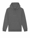 SX219 dark gray hoodie by Stanley/Stella, featuring a front pocket and drawstrings, displayed on a white background.