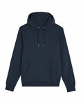 The SX225, a plain dark green hoodie by Stanley/Stella, features a front pocket and an adjustable drawstring hood, laid flat against a white background.