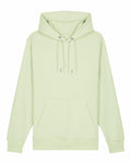 A Stanley/Stella SX225 light green hoodie, featuring a front pocket and drawstring hood, set against a plain white background.