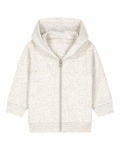 The SX229 by Stanley/Stella is a light gray speckled zip-up hoodie featuring a hood and long sleeves. The hoodie is displayed flat, highlighting its front design and straightforward, casual style.
