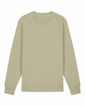 The SX230 by Stanley/Stella, a light green sweatshirt featuring long sleeves and ribbed cuffs and hem, is displayed against a white background.