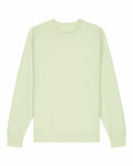 The Stanley/Stella SX230 sweatshirt in light green is displayed flat on a white background. It features a crewneck design with long sleeves, along with ribbed detailing on the neckline, cuffs, and hem.