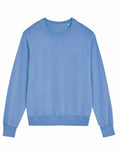 The SX231 by Stanley/Stella is a plain light blue crewneck sweatshirt featuring long sleeves and shown against a white background. It boasts a simple design with ribbed hem and cuffs.