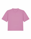 The SX235 by Stanley/Stella is a plain pink T-shirt featuring short sleeves, set against a white background.