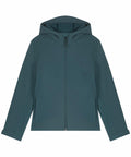 The SX239 by Stanley/Stella is a teal hooded jacket featuring a front zipper, long sleeves, and a simple, clean design perfect for casual wear.