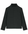 The Stanley/Stella SX240 is a black zip-up jacket featuring a high collar and long sleeves, displayed on a white background.