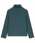 Introducing the Stanley/Stella SX240, a minimalist and modern jacket in a vibrant teal with a high collar, long sleeves, and a sleek full-length front zipper.