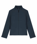 Product SX241 by Stanley/Stella is a dark blue jacket featuring a sleek and simple design with a high collar, long sleeves, and a full zip front.