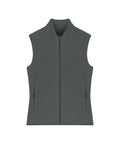 A Gilets & Body Warmers sleeveless dark grey zip-up gilet with high collar and two front zippered pockets, shown flat on a white background.