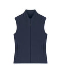 A navy blue Gilets & Body Warmers sleeveless fleece gilet with a full front zip and two zipped side pockets, shown flat on a white background.