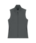 A dark grey, sleeveless Gilets & Body Warmers zip-up waistcoat featuring a high collar and two zipped side pockets, shown against a white background.
