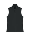 The Gilets & Body Warmers sleeveless black zip-up gilet is shown flat on a white background, featuring a high collar and two zipped side pockets.