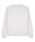 A plain light grey sweatshirt crewneck with long sleeves, raglan shoulders, and ribbed cuffs and hem, shown against a white background.