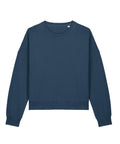 A dark teal, long-sleeve crew neck sweatshirt from Sweatshirts is laid flat on a white background, featuring ribbed cuffs and hem.