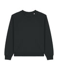 A black long-sleeve crewneck sweatshirt from Sweatshirts is laid flat on a white background, featuring a simple design with no visible logos or decorations.