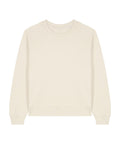 The Sweatshirts product is a plain, long-sleeve off-white crew neck with ribbed cuffs and waistband, shown laid flat on a white background with no patterns or logos visible.