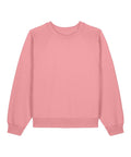 A solid pink long-sleeved crew neck sweatshirt from Sweatshirts is shown lying flat on a white background.