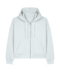 The Hoodies product is a plain light blue zip-up hoodie featuring a front zip, two pockets, drawstring hood, and ribbed cuffs and hem, displayed on a white background.