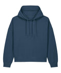 A teal hoodie sweatshirt with a hood, front pocket, and drawstrings is displayed flat on a white background.