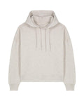 The Hoodie is a light grey, long-sleeve sweatshirt with a front pocket, drawstrings, ribbed cuffs, and a relaxed fit, shown laid flat on a white background.