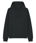 The Hoodies product is a plain black jumper featuring a hood with drawstrings and a front kangaroo pocket, shown on a white background.