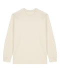 An off-white, long-sleeved crew neck T-shirt from T-Shirts is displayed flat against a white background.