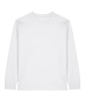 A plain white T-shirt long-sleeve crewneck is shown laid flat on a white background, displaying the front with no designs, logos, or patterns.