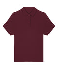 A Polos maroon short-sleeve polo shirt with a collar and two buttons is shown laid flat on a white background.