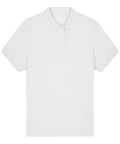 A classic white short-sleeve polo shirt with a collar and two-button placket, displayed flat on a white background.