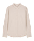 The Shirts product is a light beige, long-sleeve, button-up shirt with a pointed collar, shown against a white background.