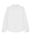 The Shirts product is a classic white long-sleeve button-up with a collar, buttoned cuffs, and a clean design, neatly displayed on a white background.
