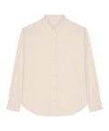 A beige long-sleeved button-up shirt from Shirts with a pointed collar, displayed flat on a white background.