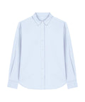 A long-sleeve, light blue button-up shirt with a pointed collar and buttoned cuffs from Shirts, displayed flat on a white background.