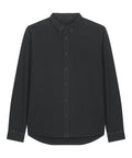 A black long-sleeve collared button-up shirt from Shirts, displayed flat on a white background.