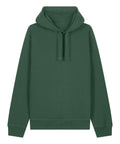 A dark green hoodie with long sleeves, drawstrings at the neck, and no visible front pocket, shown against a white background.