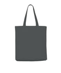A plain, dark grey tote bag from Bags with two handles is displayed empty, facing forward against a white background.