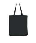 A simple, empty black "Bags" tote with two handles and a rectangular shape, photographed against a white background.