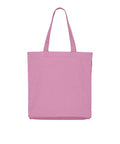 A plain pink canvas "Bags" tote with two long handles is shown empty and front-facing against a white background.